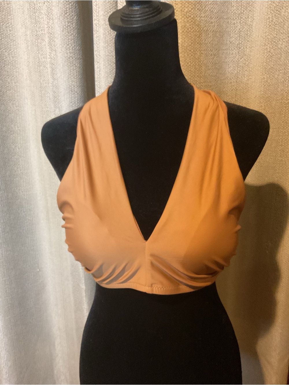 NWT aerie real good brown halter‎ bikini top L